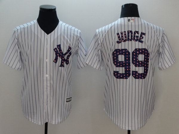 Men's New York Yankees #99 Aaron Judge White 2018 Stars & Stripes Cool Base Stitched Jersey