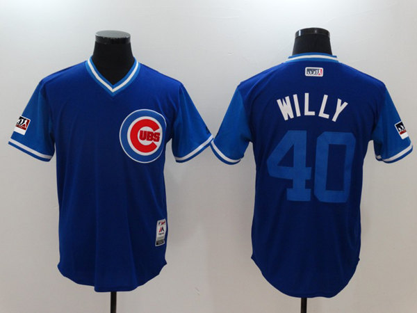 Men's Chicago Cubs #40 Willson Contreras "Willy" Majestic Royal/Light Blue 2018 Players' Weekend Authentic Stitched Jersey