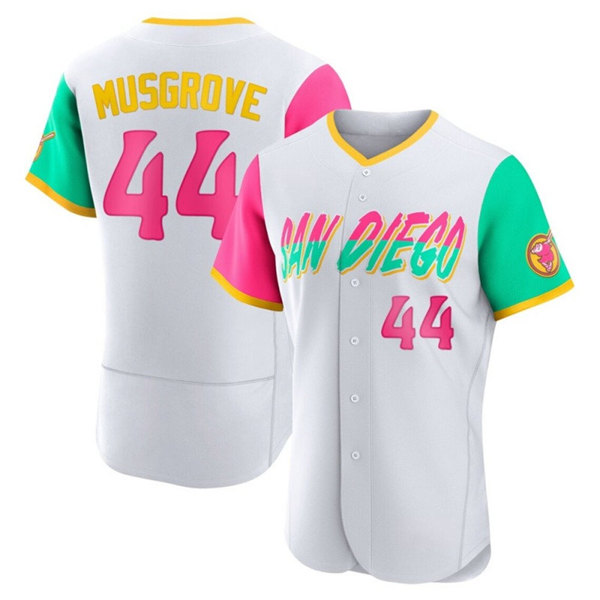 Men's San Diego Padres #44 Joe Musgrove White 2022 City Connect Flex Base Stitched Baseball Jersey