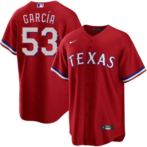 Men's Texas Rangers #53 Adolis Garcia Red Cool Base Stitched Baseball Jersey