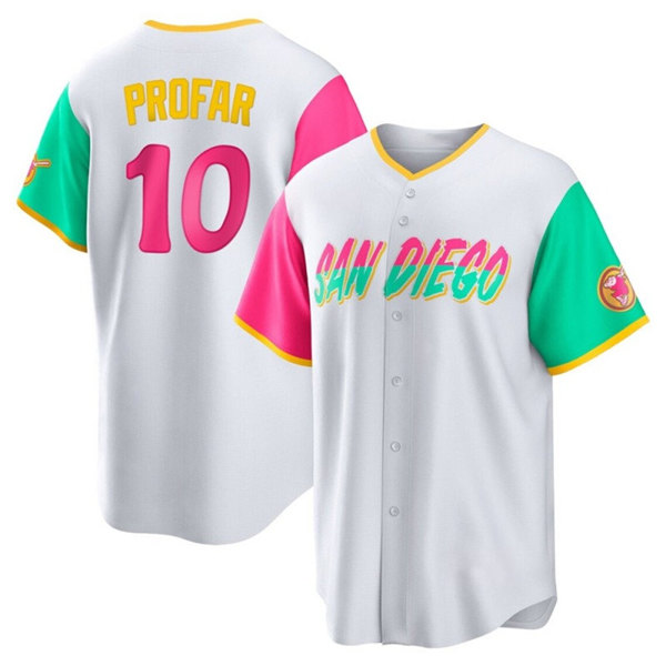 Men's San Diego Padres #10 Jurickson Profar White 2022 City Connect Cool Base Stitched Jersey