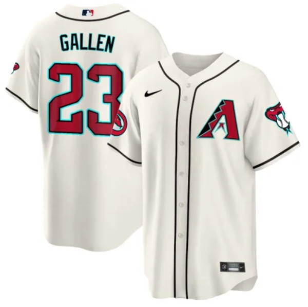 Men's Arizona Diamondbacks #23 Zac Gallen White 2024 Cool Base Stitched Baseball Jersey