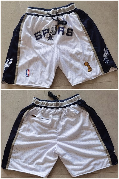 Men' San Antonio Spurs White NBA Shorts (Run Smaller)