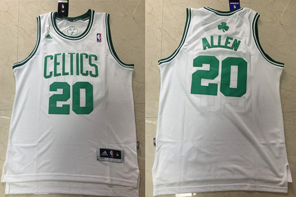 Men's Boston Celtics #20 Ray Allen White Throwback Stitched NBA Jersey