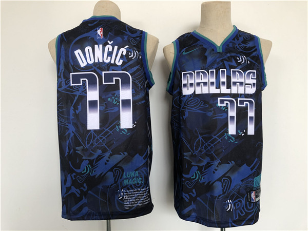 Men's Dallas Mavericks #77 Luka Doncic Black Basketball Jersey