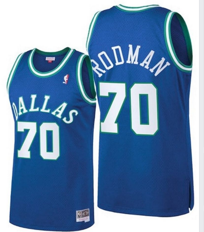 Men's Dallas Mavericks Navy #70 Dennis Rodman Blue Throwback Stitched NBA Jersey