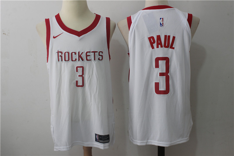 Men's Nike Houston Rockets #3 Chris Paul White Stitched NBA Jersey
