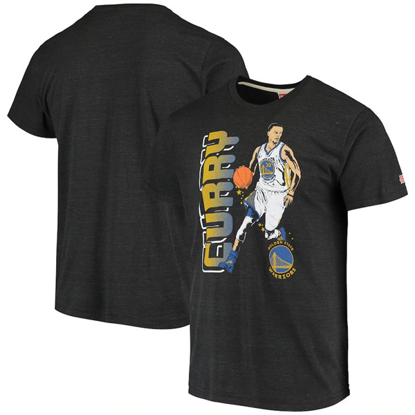 Men's Golden State Warriors Stephen Curry Gray Homage Tri-Blend Shooting Stars T-Shirt