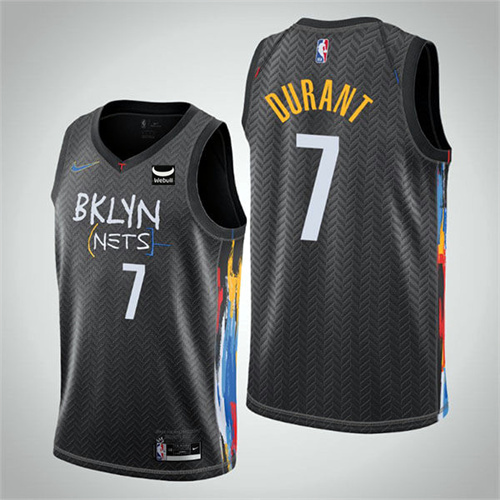 Men's Brooklyn Nets #7 Kevin Durant Black City Edition Stitched Jersey
