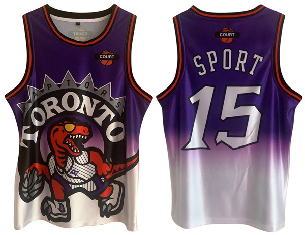 Men's Toronto Raptors #15 Vince Carter Purple/White Print Basketball Jersey
