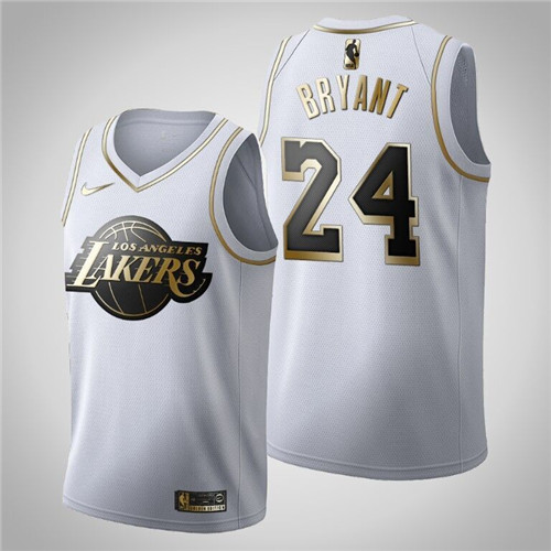 Men's Los Angeles Lakers #24 Kobe Bryant White 2019 Golden Edition Stitched NBA Jersey
