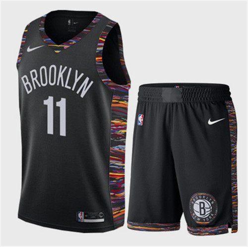 Men's Brooklyn Nets #11 Kyrie Irving Black 2019 Stitched NBA Jersey(With Shorts)
