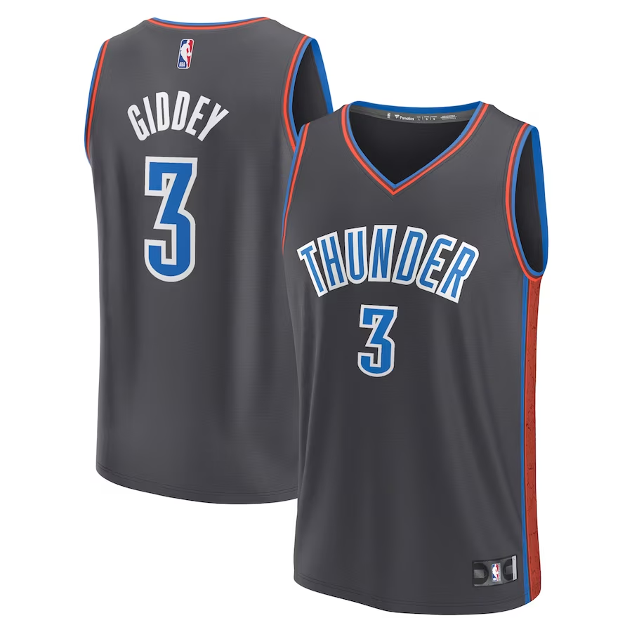 Men's Oklahoma City Thunder #3 Josh Giddey 2022/23 Black City Edition Stitched Basketball Jersey