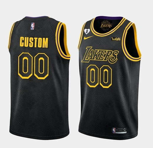 Men's Los Angeles Lakers Black Active Custom With Gigi Patch Stitched NBA Jersey