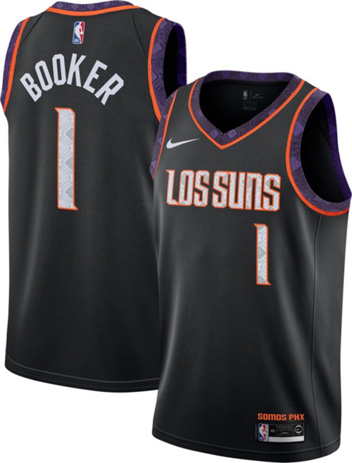 Men's Phoenix Suns #1 Devin Booker Black City Edition Stitched NBA Jersey