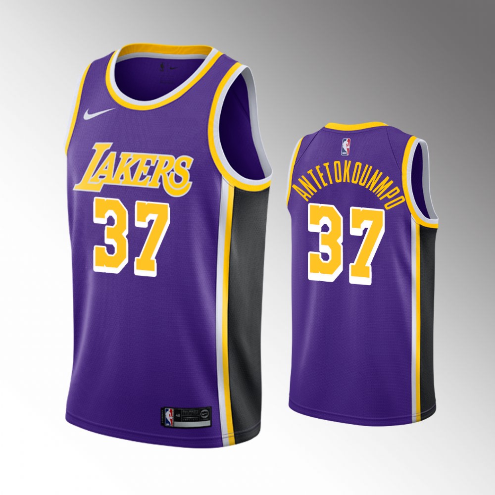 Men's Los Angeles Lakers ##37 Kostas Antetokounmpo Purple Stitched NBA Jersey