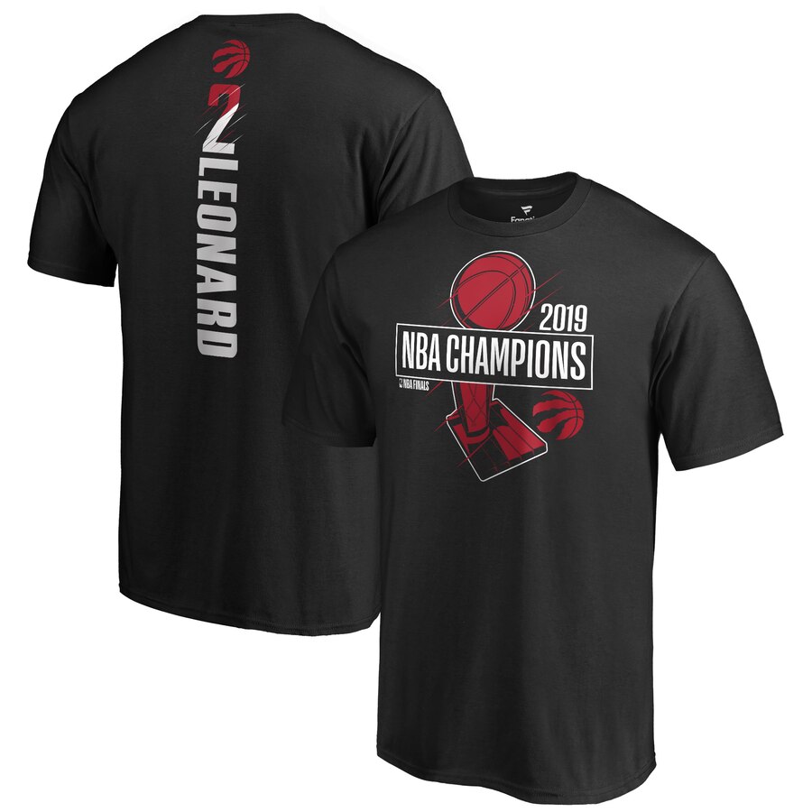 Men's Toronto Raptors#2 Kawhi Leonard Black 2019 NBA Finals Champions Name & Number T-Shirt