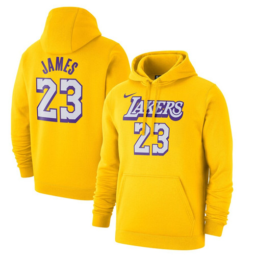 Men's Los Angeles Lakers #23 LeBron James or Custom Gold 201920 City Edition Name & Number Pullover Hoodie