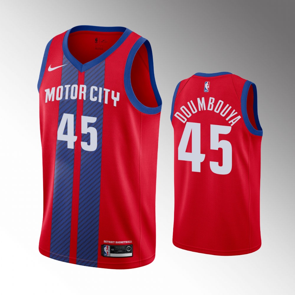 Men's Detroit Pistons #45 Sekou Doumbouya Red Stitched NBA Jersey