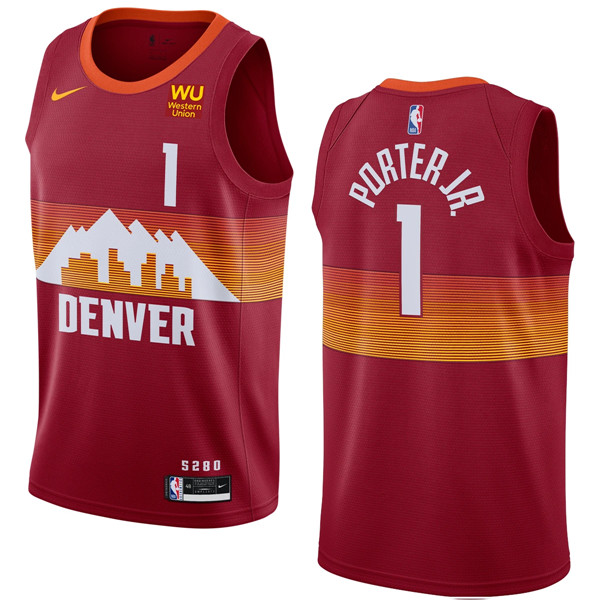 Men's Denver Nuggets #1 Michael Porter Jr. Red 2020-21 City Edition Stitched NBA Jersey