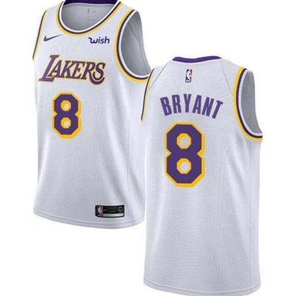 Men's Los Angeles Lakers #8 Kobe Bryant White Stitched NBA Jersey ...