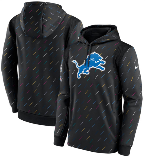 Men's Detroit Lions 2021 Charcoal Crucial Catch Therma Pullover Hoodie