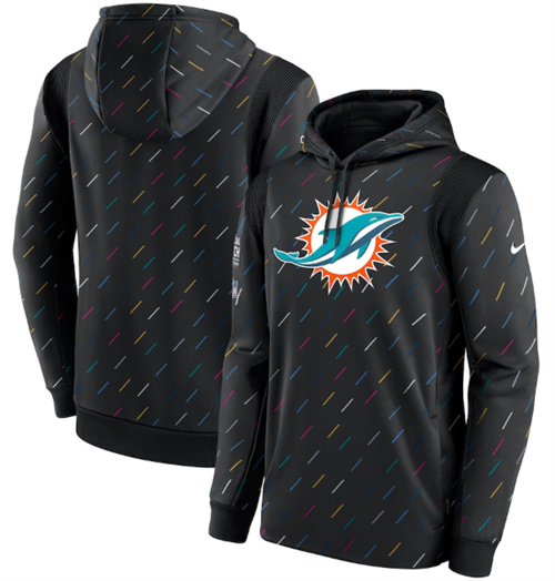Men's Miami Dolphins 2021 Charcoal Crucial Catch Therma Pullover Hoodie