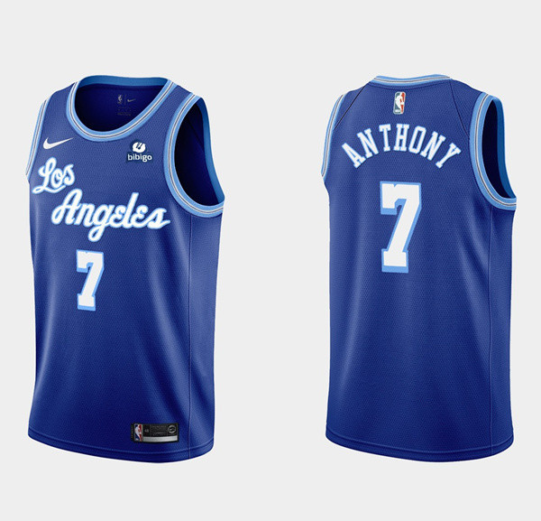Men's Los Angeles Lakers #7 Carmelo Anthony Blue "Bibigo" Stitched NBA Jersey