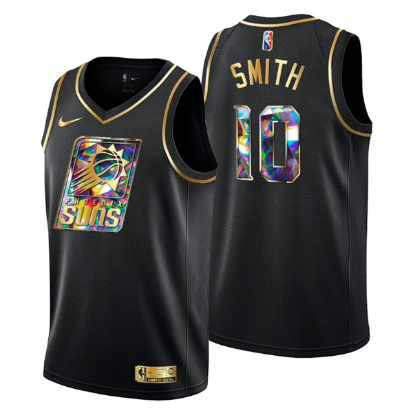 Men's Phoenix Suns #10 Jalen Smith 2021/22 Black Golden Edition Diamond Logo Black 75th Anniversary Stitched Basketball Jersey