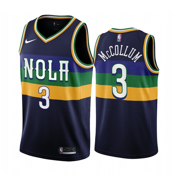 Men's New Orleans Pelicans #3 C.J. McCollum 2022/23 Black City Edition Stitched Basketball Jersey