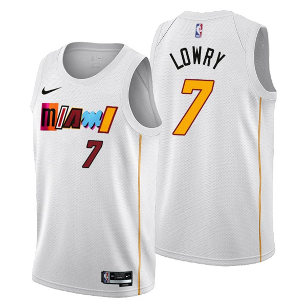 Men's Miami Heat #7 Kyle Lowry 2022/23 White City Edition Stitched Jersey