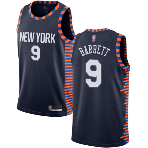 New Yok Knicks #9 R.J. Barrett Navy Stitched NBA Jersey