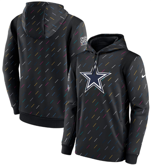 Men's Dallas Cowboys 2021 Charcoal Crucial Catch Therma Pullover Hoodie