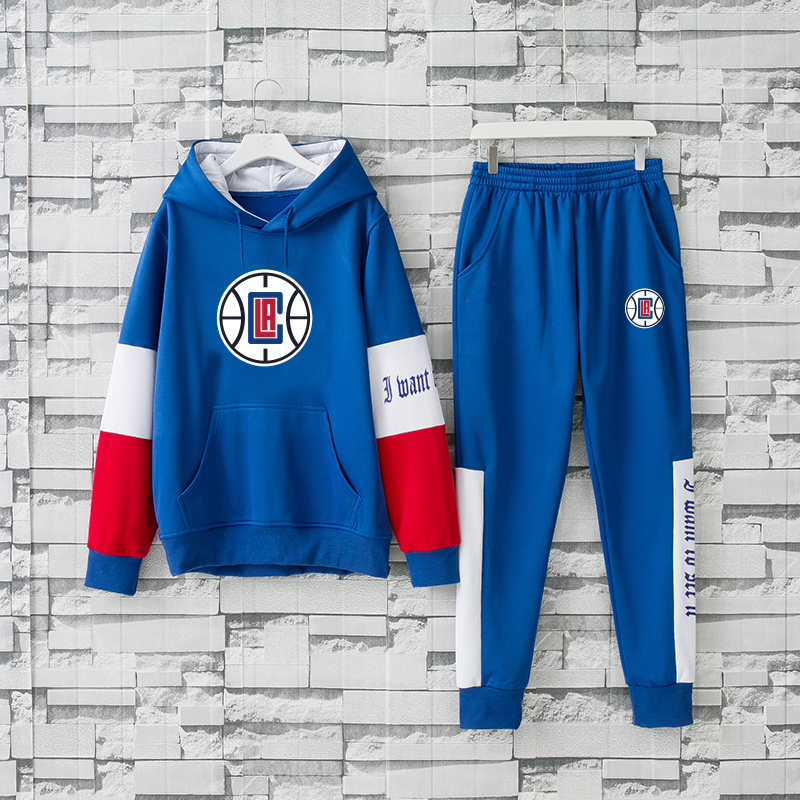 Men's Los Angeles Clippers 2019 Blue Tracksuits Hoodie Suit