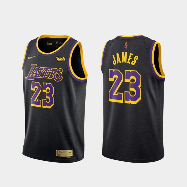 Men's Los Angeles Lakers #23 LeBron James Black Earned Edition Stitched NBA Jersey
