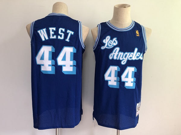 Men's Los Angeles Lakers #44 Jerry West Blue Throwback Stitched NBA Jersey