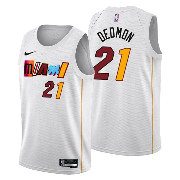 Men's Miami Heat #21 Dewayne Dedmon 2022/23 White City Edition Stitched Jersey
