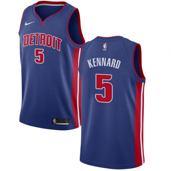 Men's Detroit Pistons #5 Luke Kennard Blue Stitched NBA Jersey