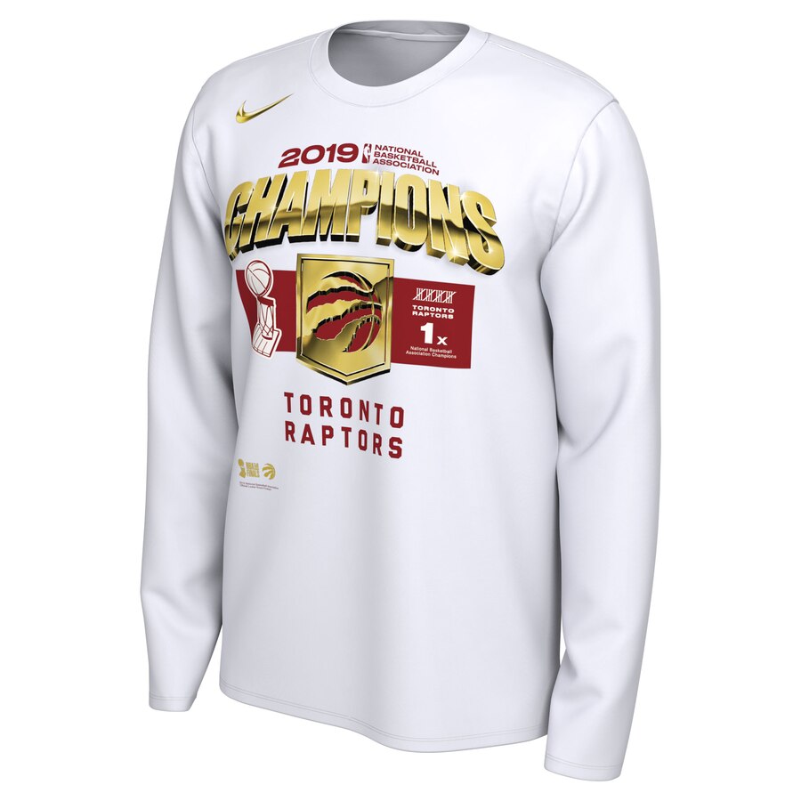 Men's Toronto Raptors White 2019 NBA Finals Champions Locker Room Long Sleeve T-Shirt