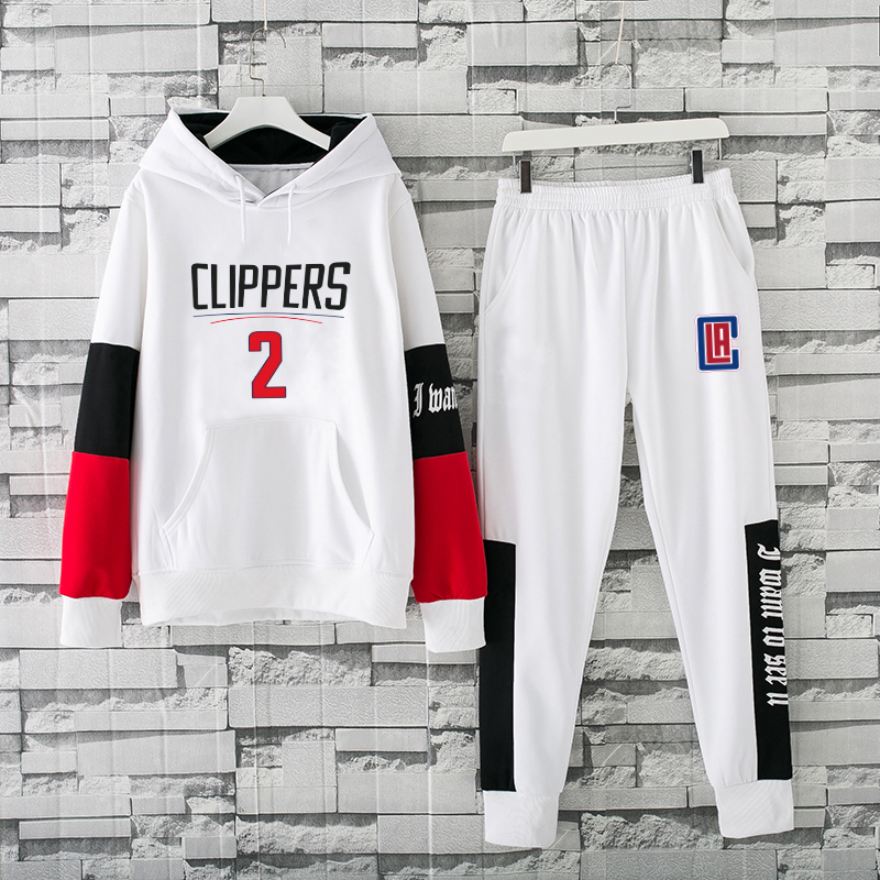 Men's Los Angeles Clippers 2019 White Tracksuits Hoodie Suit