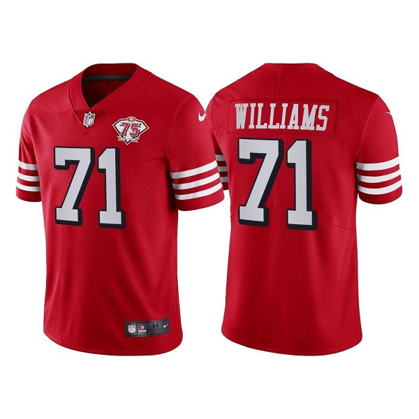 Men's San Francisco 49ers #71 Trent Williams Red 75th Anniversary Vapor Untouchable Limited Stitched Jersey