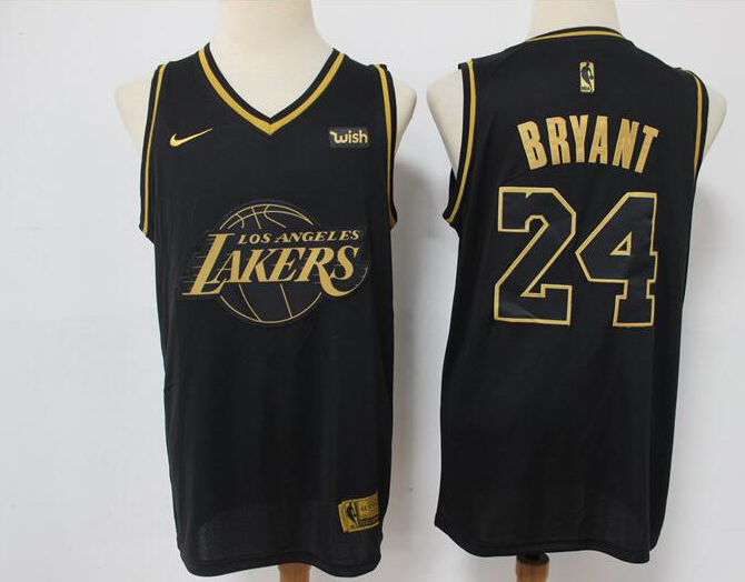 Men's Los Angeles Lakers Black Golden #24 Kobe Bryant Edition Stitched NBA Jersey