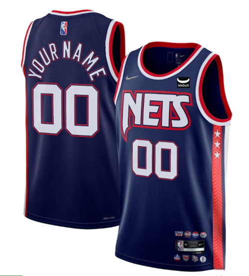 Men's Brooklyn Nets Active Player Custom2021/22 Navy Swingman City Edition 75th Anniversary Stitched Jersey