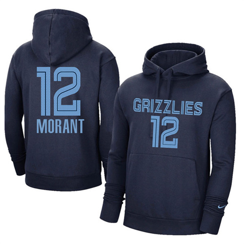 Men's Memphis Grizzlies #12 Ja Morant 2021 Navy Pullover Hoodie
