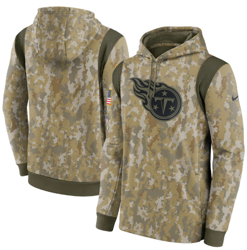 Men's Tennessee Titans Camo 2021 Salute To Service Therma Performance Pullover Hoodie