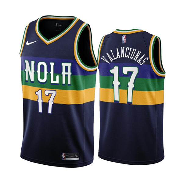 Men's New Orleans Pelicans #17 Jonas Valanciunas 2022/23 Black City Edition Stitched Basketball Jersey