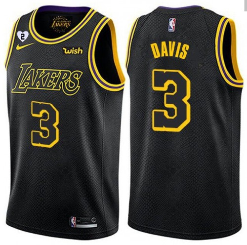 Men's Los Angeles Lakers Black #3 Anthony Davis With Gigi Patch Stitched NBA Jersey
