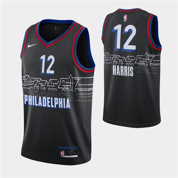Men's Philadelphia 76ers #12 Tobias Harris Black City Swingman 2020-21 Stitched NBA Jersey