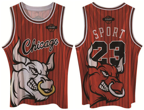 Men's Chicago Bulls #23 Michael Jordan Red Print Basketball Jersey