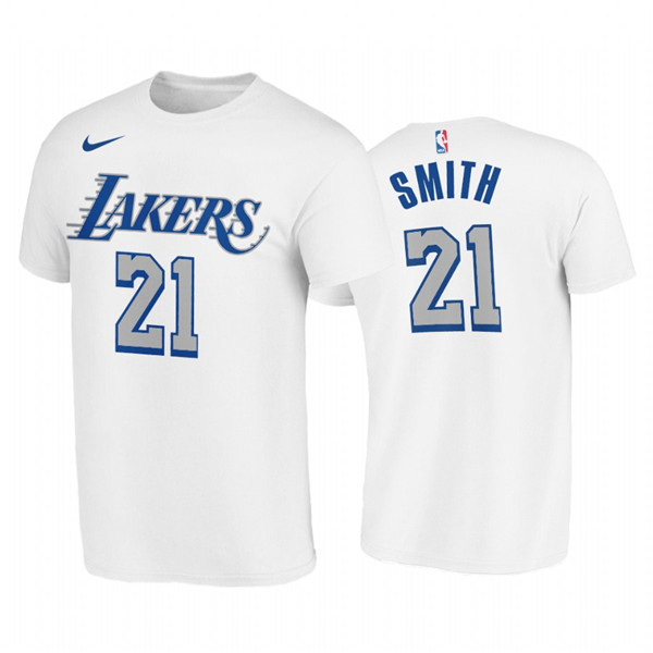 Los Angeles Lakers #21 J.R. Smith White 2020-21 City Edition New Blue Silver LogoT-Shirt